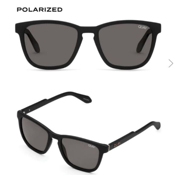 Quay Hardwire Unisex Polarized Sunglasses in Black Smoke - Picture 1 of 8